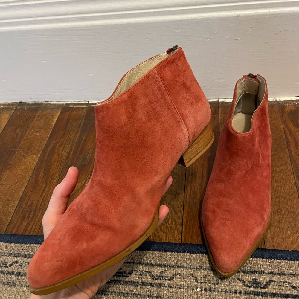 Intentionally Blank Red Suede Booties - image 3